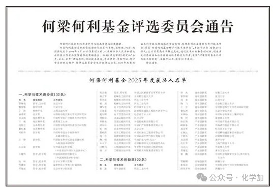 2025年度何梁何利獎(jiǎng)揭曉，長(zhǎng)春應(yīng)化所楊秀榮獲化學(xué)獎(jiǎng)，安工大曾杰獲青年創(chuàng)新獎(jiǎng)